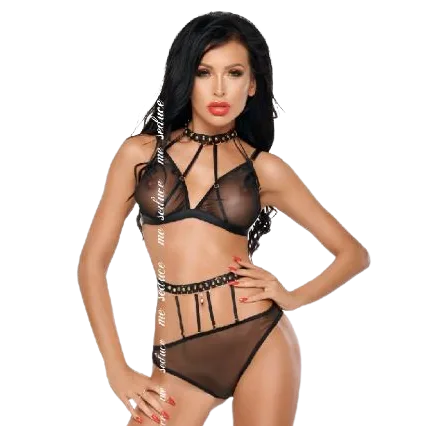 Me-Seduce - Dotty Set Two Pieces Black L/XL