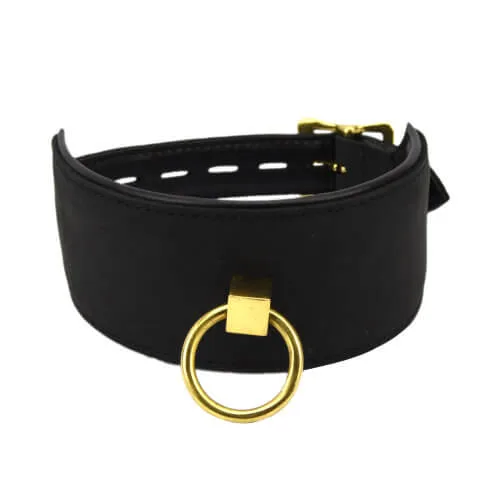 Bound Noir Coleira em Pele Nubuck com Argola O