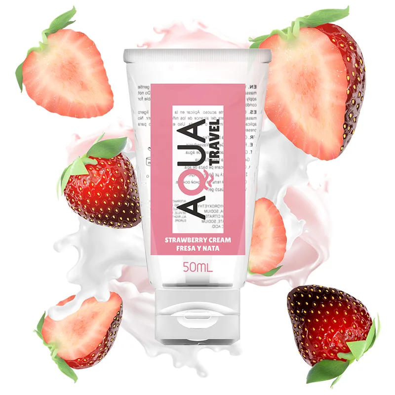Aqua Travel - Strawberry Cream Flavour Waterbased Lubricant - 50 ml