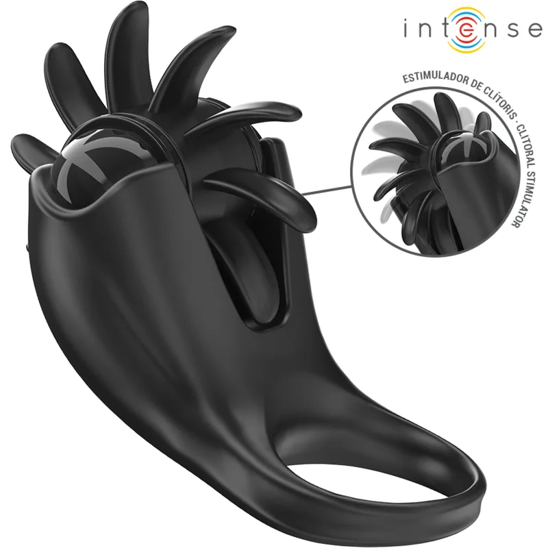 Intense - Mabel Vibrating Ring 10 Vibrations with Clitoris Stimulator Black