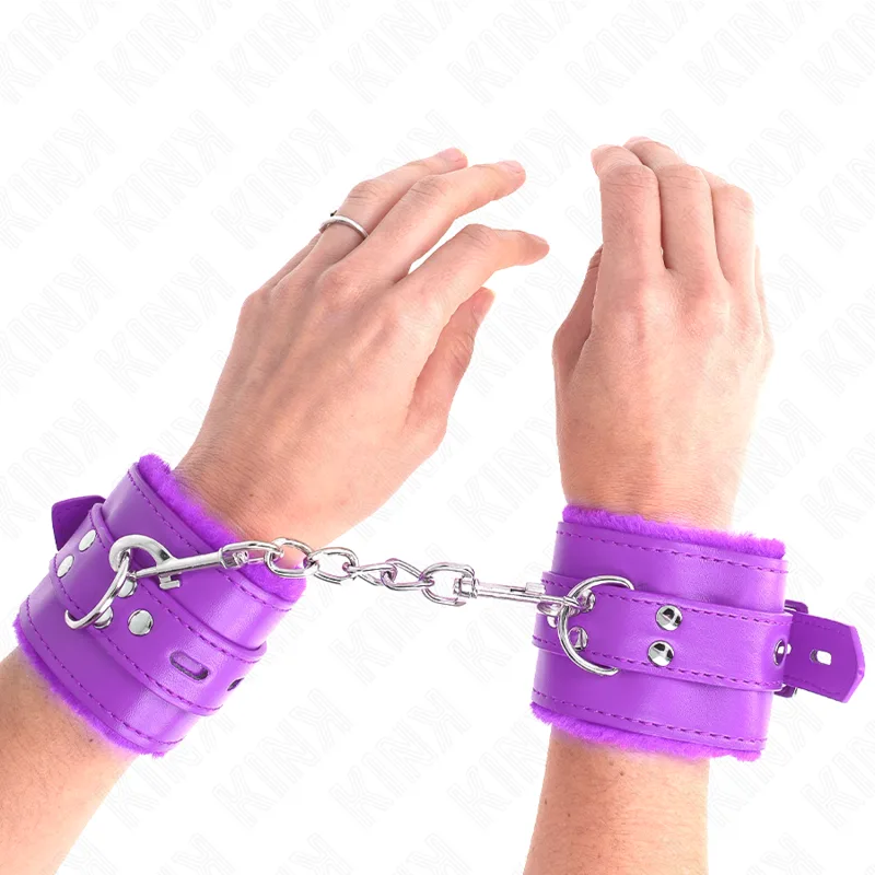 Kink - Pulso Forro de Pele com Furos Quadrados Roxo e Cinto Roxo Ajustável 17-29 cm X 6 cm