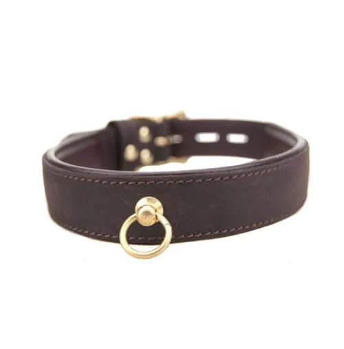 BOUND Choker com Argola O em Pele Nubuck