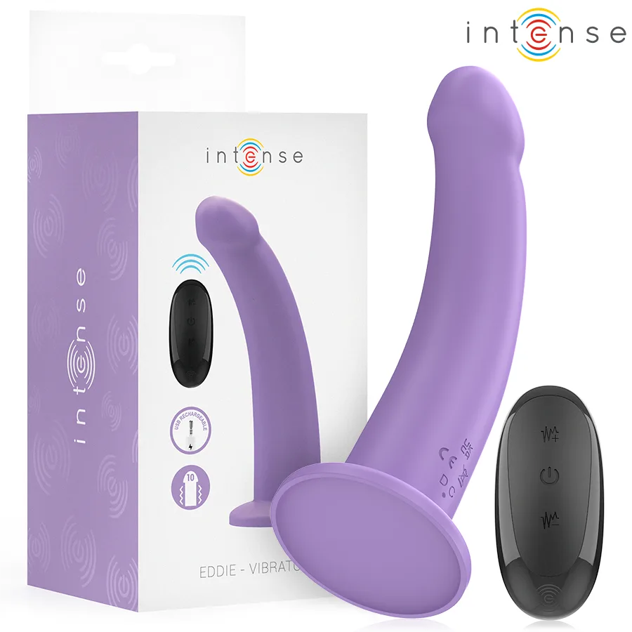 Intense - Vibrador Eddie 17,5 cm 10 Vibrações Roxo Controle Remoto