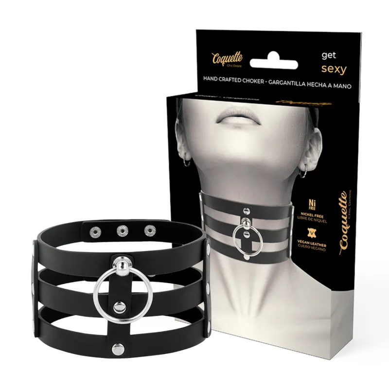 Coquette Chic Desire - Gargantilha de Couro Vegano Estilo Fetish