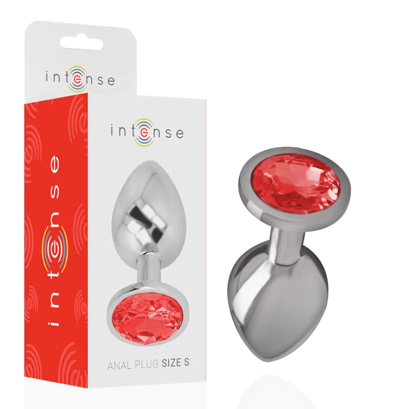 Intense - Plug Anal de Metal de Alumínio com Cristal Vermelho Tamanho S