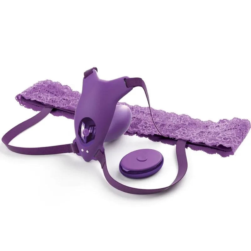 Fantasy For Her - Arnês de Borboleta G-Spot com Vibrador, Recarregável e Controle Remoto Violeta