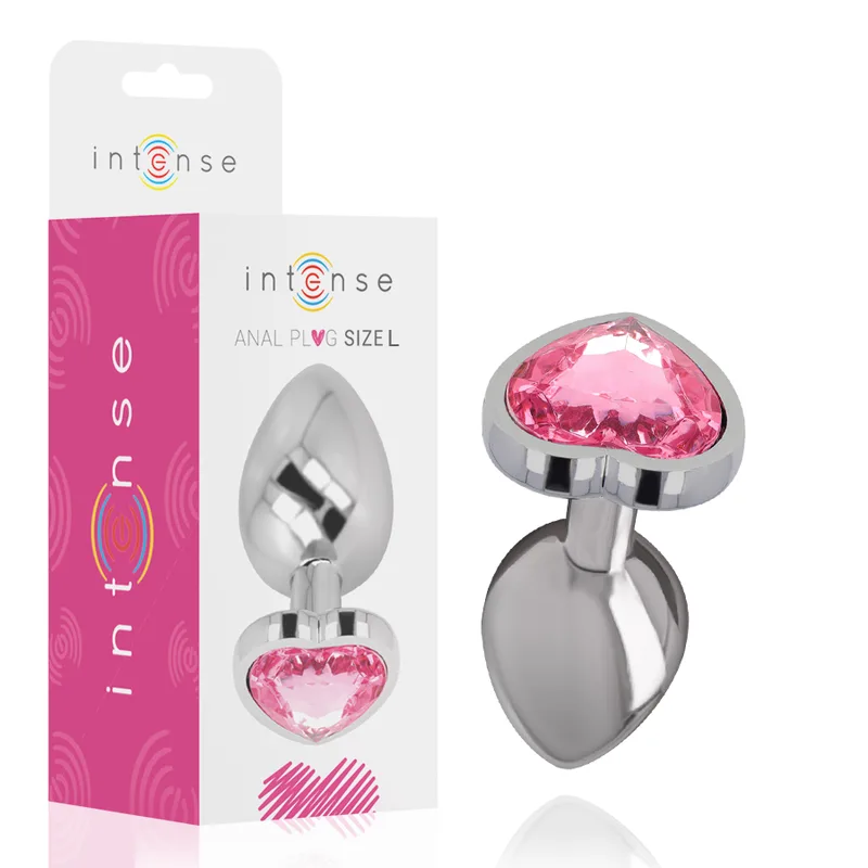 Intense - Aluminum Metal Anal Plug Pink Heart Size L