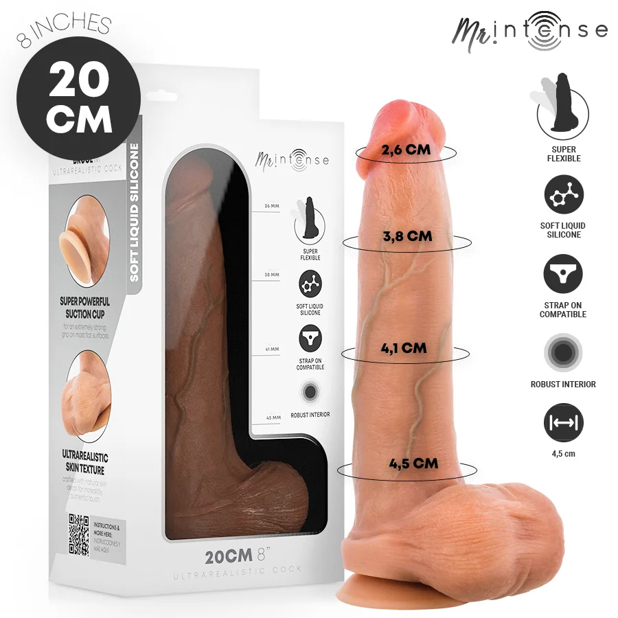 Mr Intense - Bruce M Dildo de Silicone com Testículos 20 cm -Ø- 4,5 cm