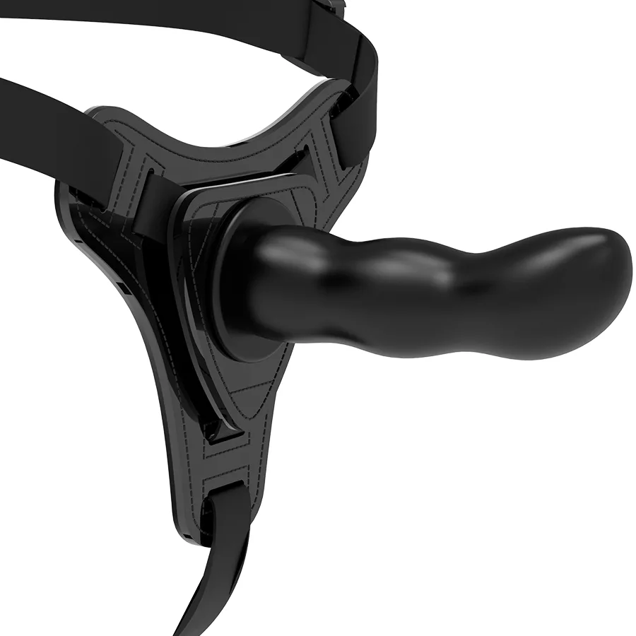Fetish Submissive Harness - Silicone Preto Ponto G 16 cm