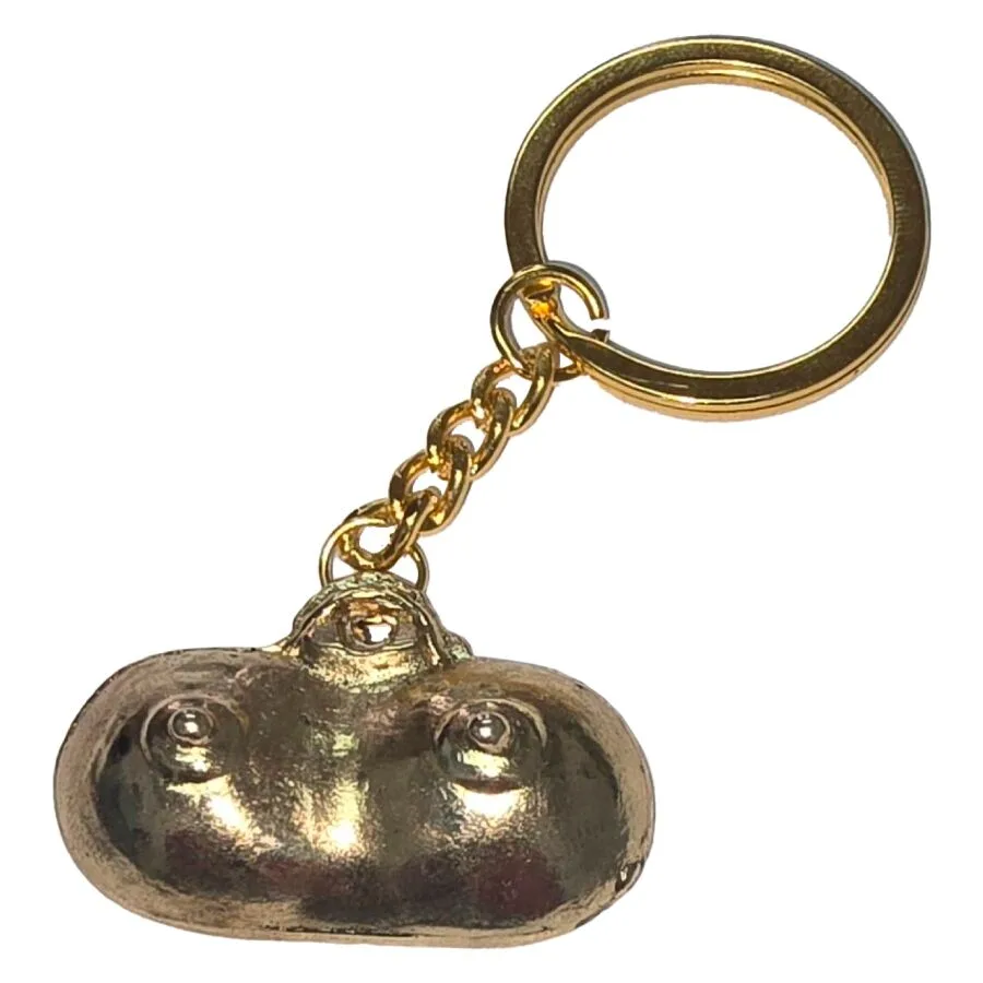 Diablo Picante - Chaveiro de Metal Dourado com Seios
