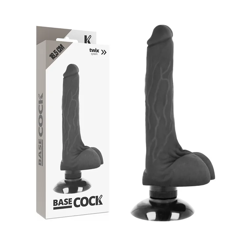 Basecock - Realistic Vibrator 2-1 Black 18.5 cm -O- 4 cm