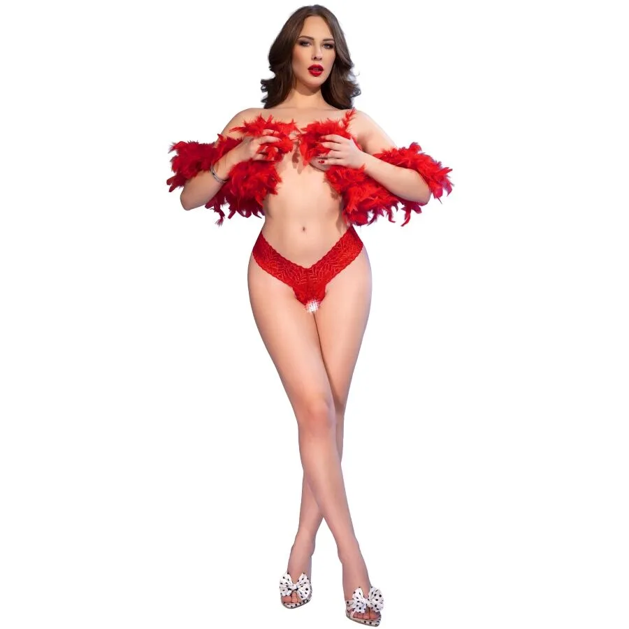 Chilirose - Cr 4885 Cueca Fio Dental Vermelha com Abertura na Garganta S