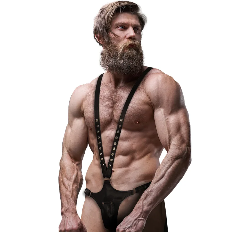 Fetish Submissive Attitude - Arreio de Couro Ecológico em Forma de V para Homens