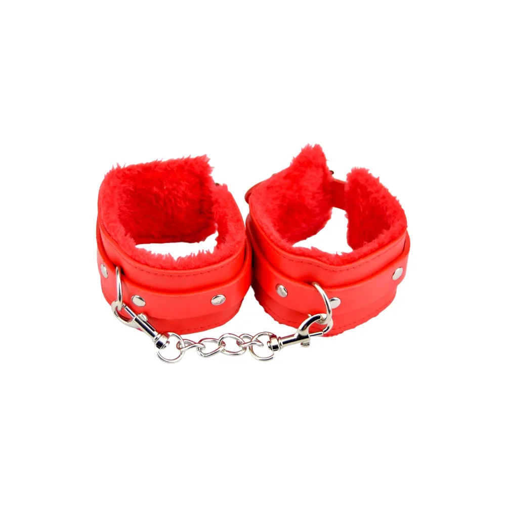 Bound to Please Algemas de Pulso em Pelúcia Vermelho