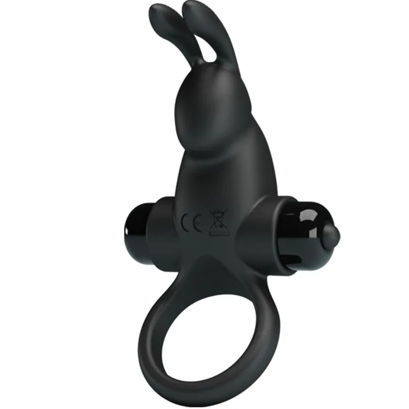 Pretty Love - Anel Vibratório + Estimulador de Clitóris de Coelho 10 Vibrações Preto