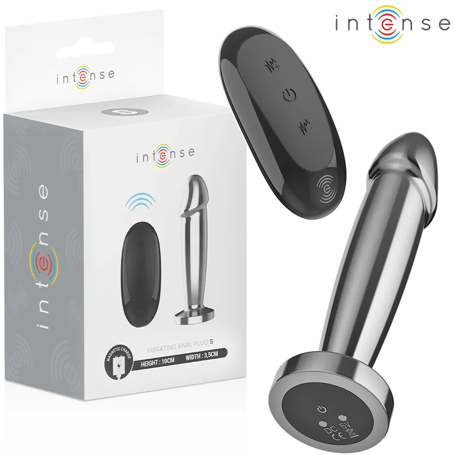 Intense - Plug Anal 10 Vibrações Dildo de Metal com Controle Remoto S