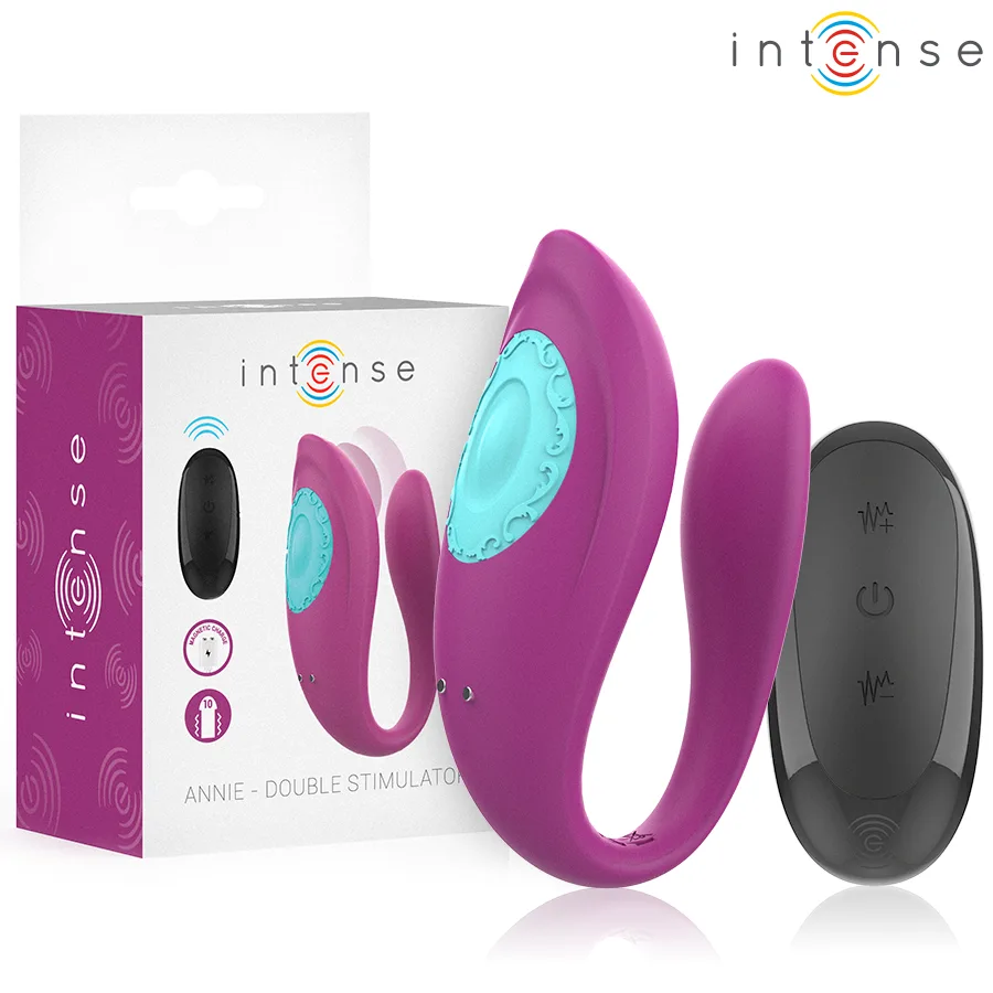 Intense - Annie U-Shaped Vibrator and Stimulator Purple Remote Control