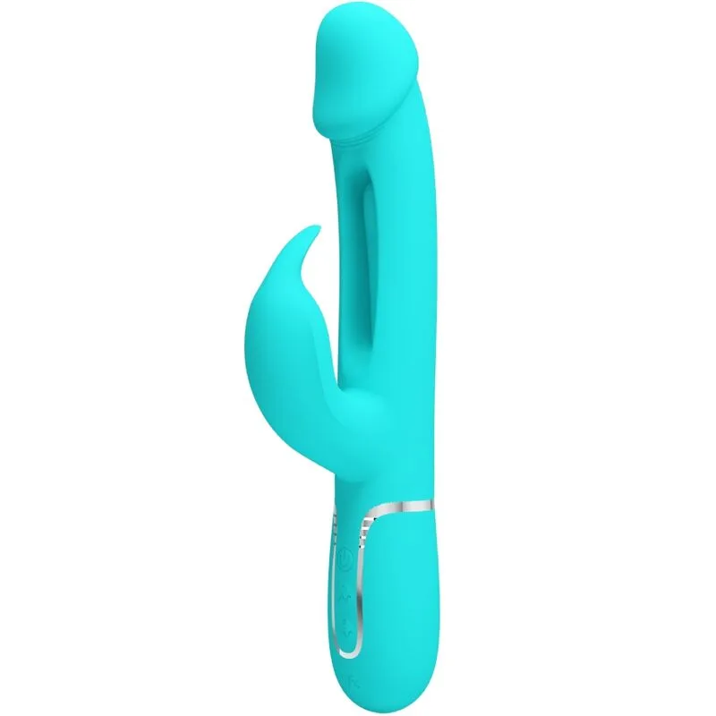 Pretty Love - Kampas Rabbit 3 in 1 Multifunction Vibrator with Tongue Aqua Green