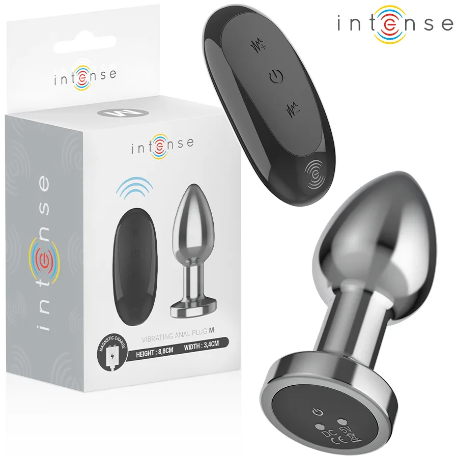 Intense - Plug Anal 10 Vibrações Metal com Controle Remoto M