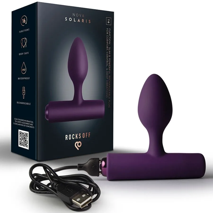 Rocks-Off - Nova Solaris Rechargeable Slim & Powerful Anal Plug 16 Function Purple