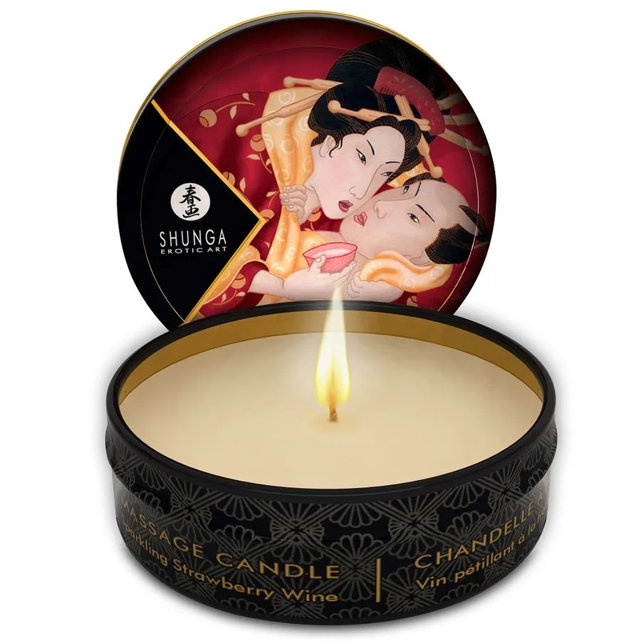 Shunga - Mini Caress By Candelight Strawberries and Cava Massage Candle 30 ml