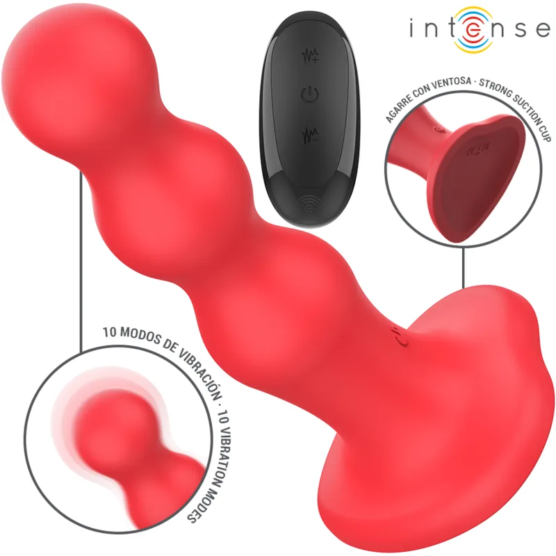 Intense - Cody Vibrador com Ventosa Vermelho Controle Remoto