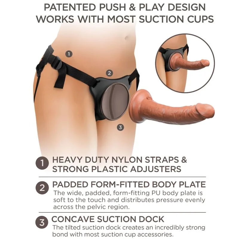 King Cock - Elite Arnês Ajustvel Confortvel com Dildo 17,8 cm