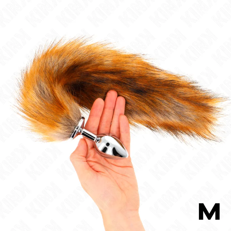 Kink - Plug Anal Tamanho M 8 X 3,5 cm com Cauda Sintética 40 cm Marrom