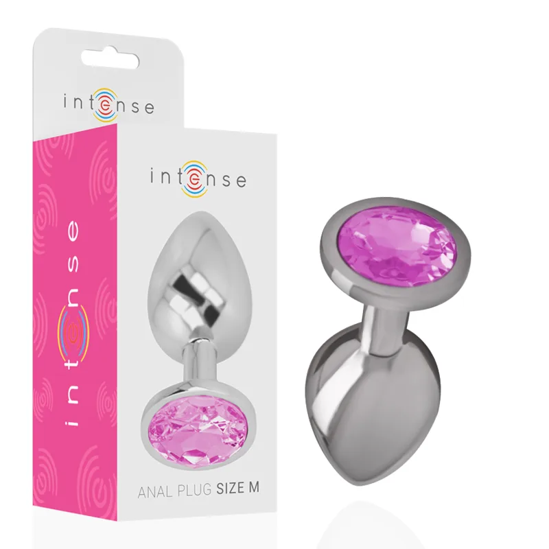 Intense - Plug Anal de Metal de Alumínio com Cristal Rosa Tamanho M