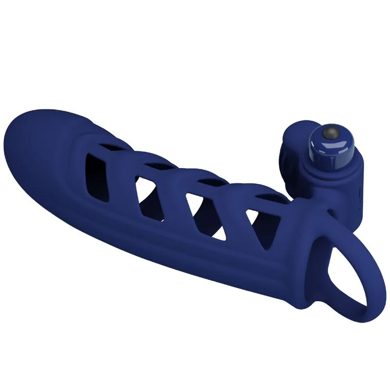 Pretty Love - Altaf Vibrator Ring with Silicone Sheath Blue