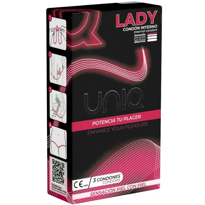 Uniq - Lady Condom Preservativos Femininos sem Látex com Cinta Liga 3 Unidades