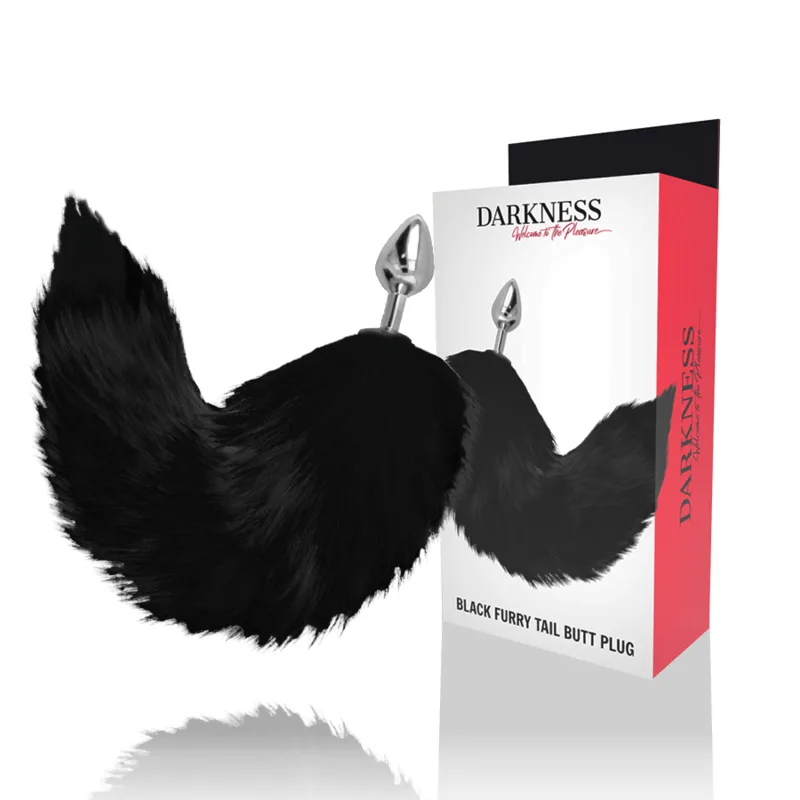 Darkness - Silver Anal Plug 8 cm with Black Tail