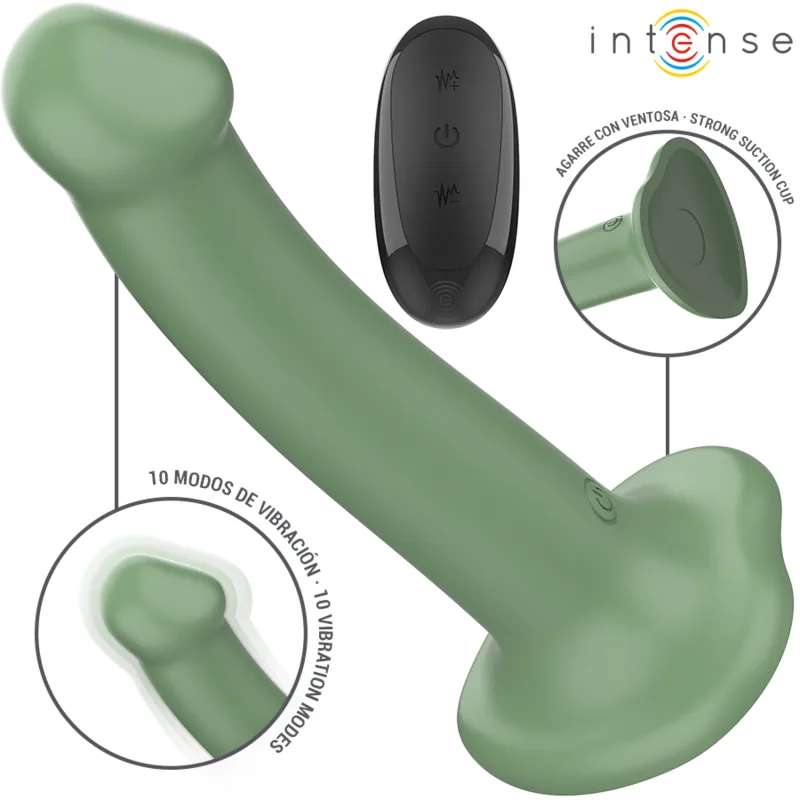 Intense - Vibrador Becca com Ventosa 10 Vibrações Verde Controle Remoto