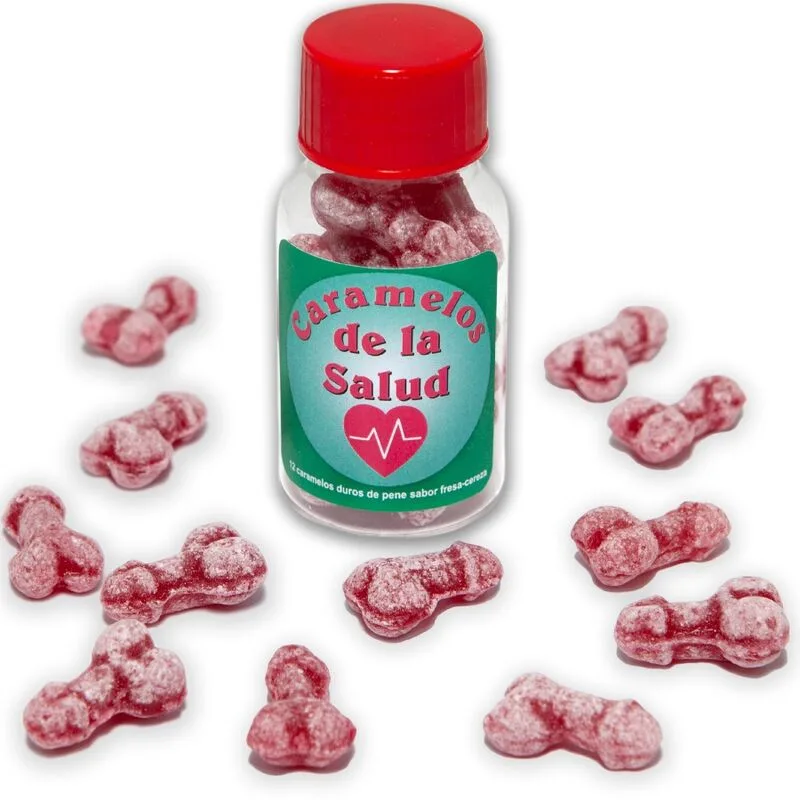 Diablo Picante - 12 Doces Saudveis Formato de Pénis Morango/Cereja