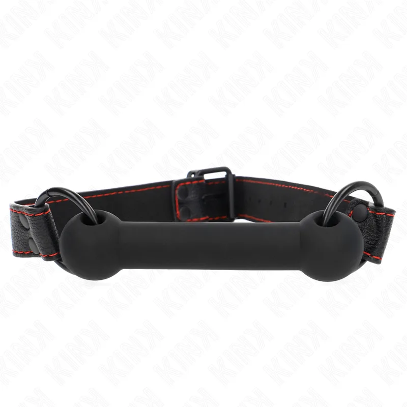 Kink - Bone Gag with Leatherette Strap Black Adjustable 41-57 cm