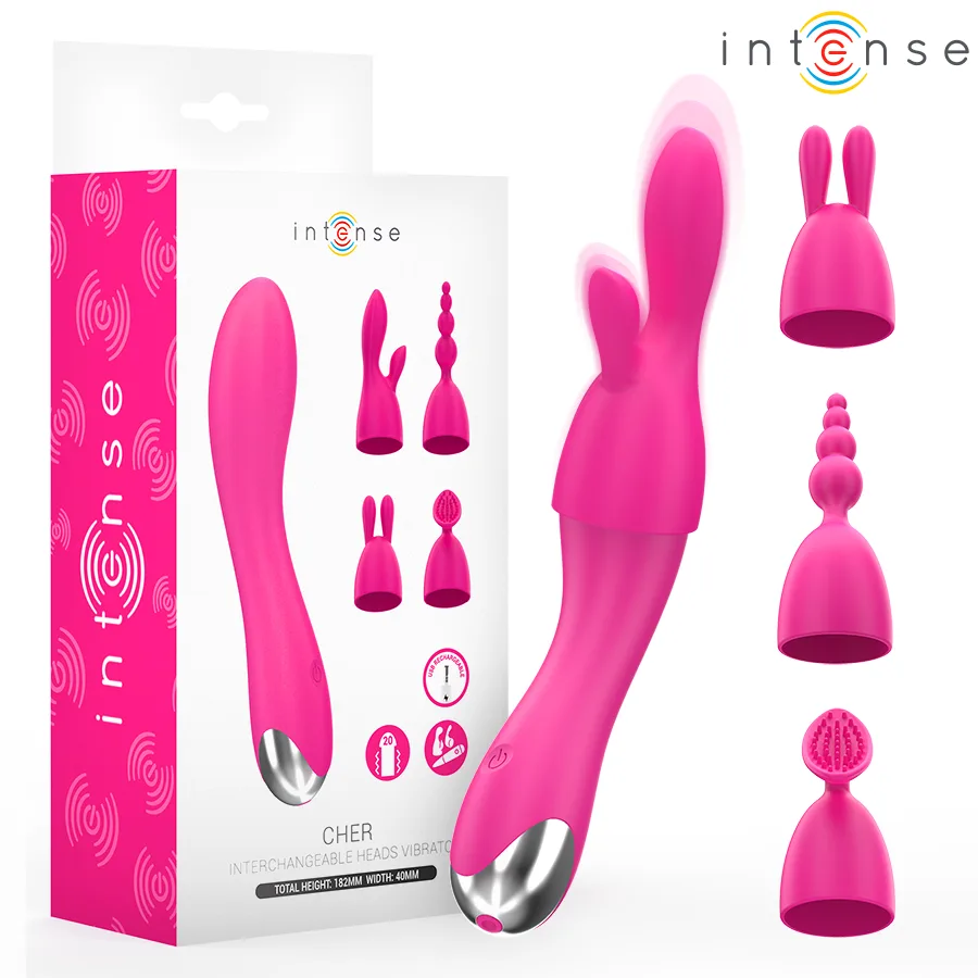 Intense - Vibrador Cher com 20 Padrões e Cabeças Intercambiáveis