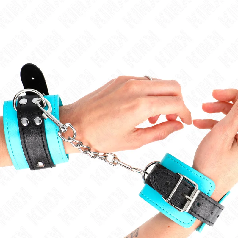 Kink - Gancho de Pulso Forro de Pele Azul Ajustável 20-28 cm X 5,5 cm