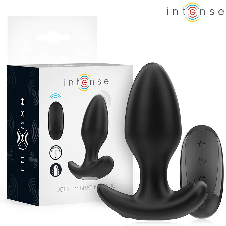 Intense - Joey Anal Plug 10 Vibrações Preto Controle Remoto
