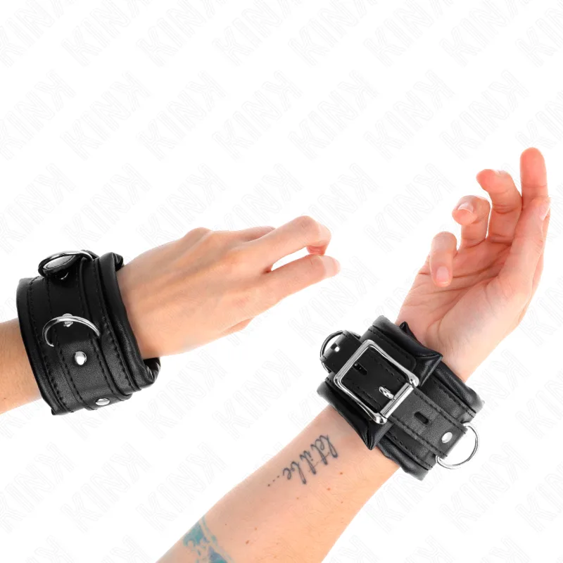 Kink - Heavy Wrist Restraints with Black Fur Lined Adjustable 20-30 cm X 6 cm