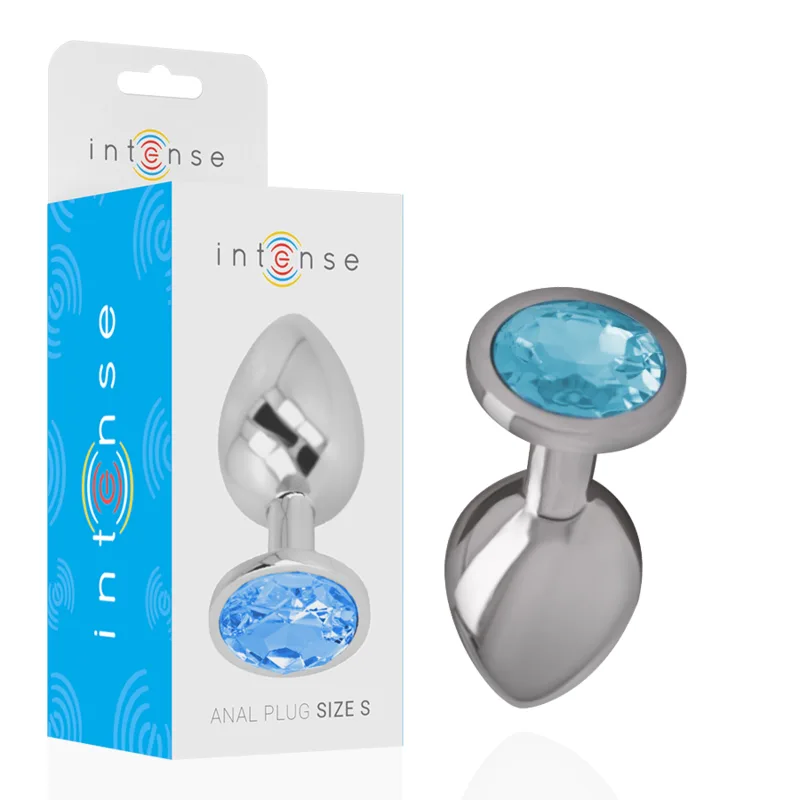 Intense - Plug Anal de Metal de Alumínio com Cristal Azul Tamanho S