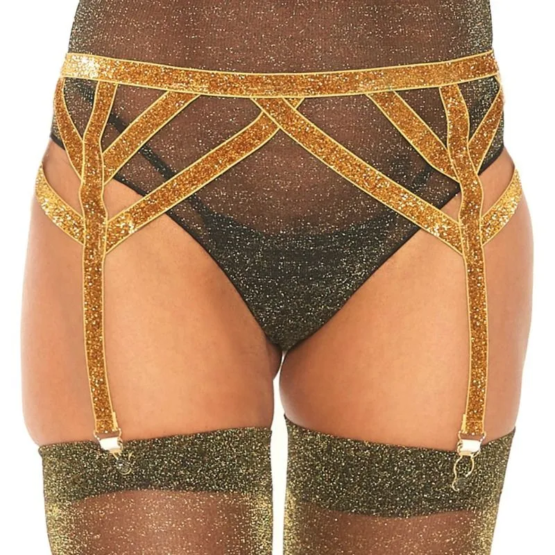 Leg Avenue - Cinto-Liga Elstico Lurex Tamanho Único