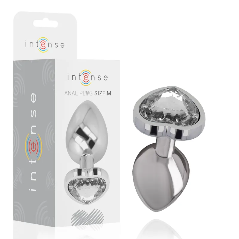 Intense - Plug Anal de Metal de Alumínio Branco Corao Tamanho M