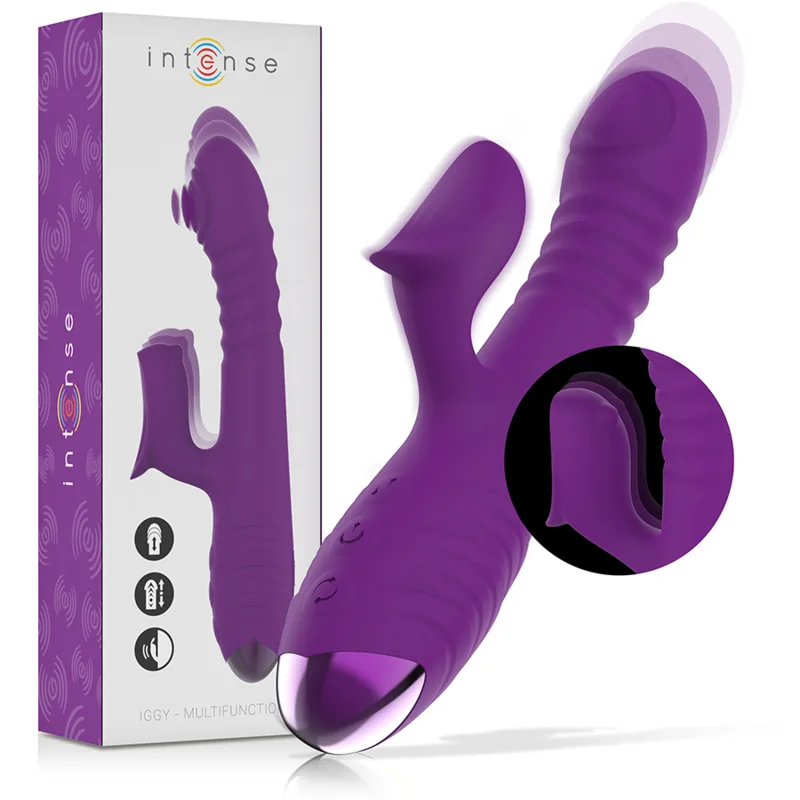 Intense - Vibrador Recarregvel Multifuno Iggy para Cima e para Baixo com Estimulador Clitórico Roxo