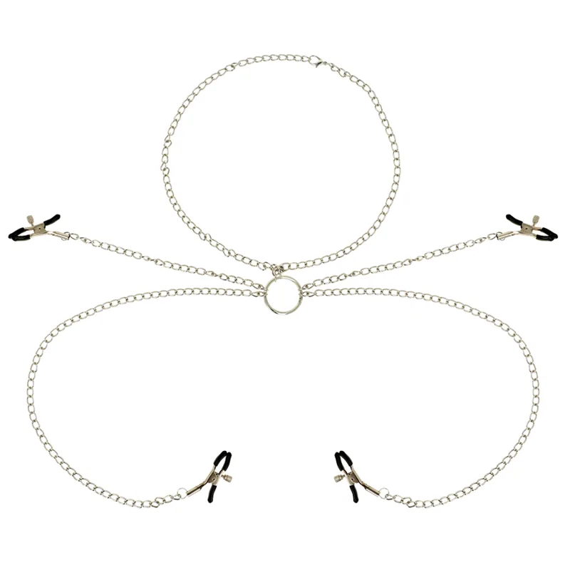 Ohmama Fetish 4 Nipple Clamps with Chain Necklace