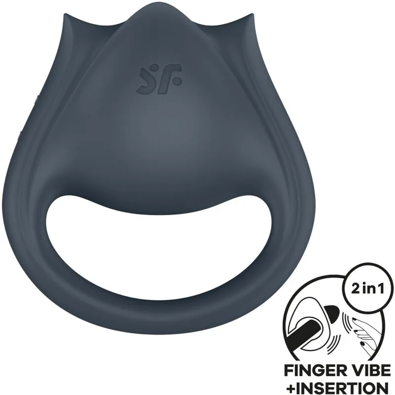 Satisfyer - Perfect Pair 2 Multivibrantes 2 em 1 Anel para Pénis e Estimulador de Dedo Cinza