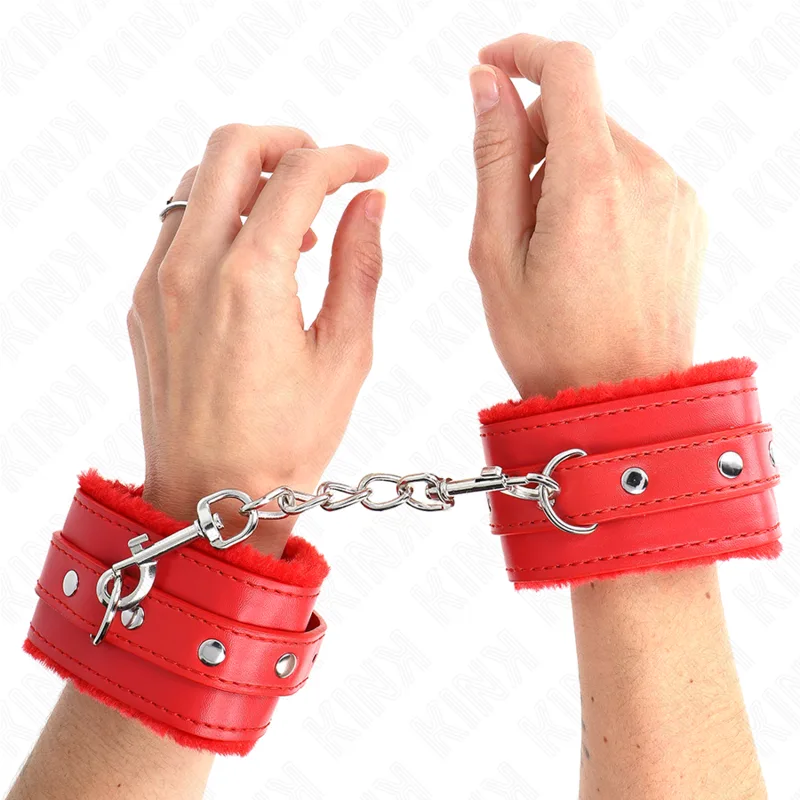 Kink - Pulso Premium Forro de Pele Vermelho com Cinto Vermelho Ajustável 17-29 cm X 6 cm