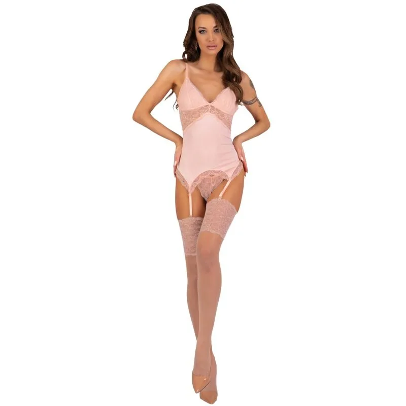 Livco Corsetti Fashion - Conjunto Persinne Pêssego Corset + Cueca + Meias