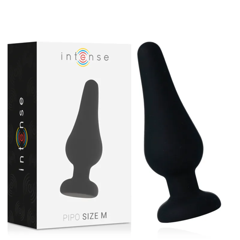 Intense - Plug Anal Pipo M Silicone Preto 11 cm