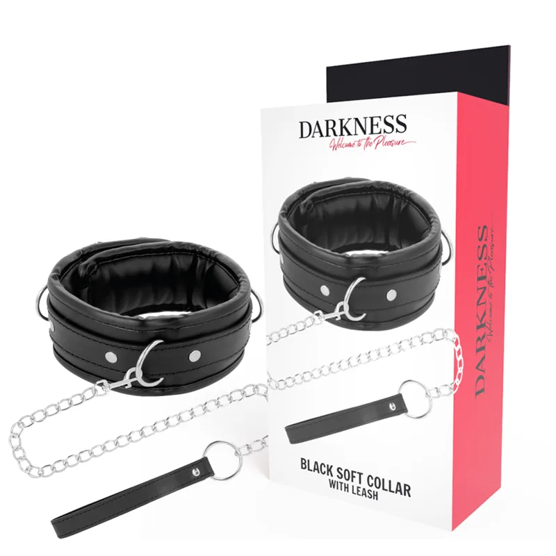 Darkness - Soft Leather Necklace with Chain