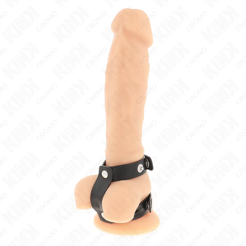Kink - Anel de Pénis Duplo de Couro Ajustável